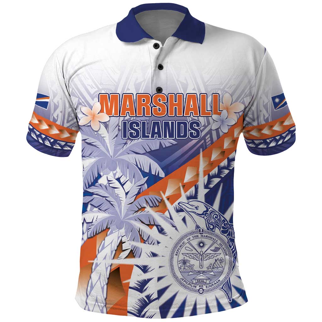 Personalised Marshall Islands Manit Day Polo Shirt Polynesian Tribal Tattoo Tropical Style LT05 Blue - Polynesian Pride