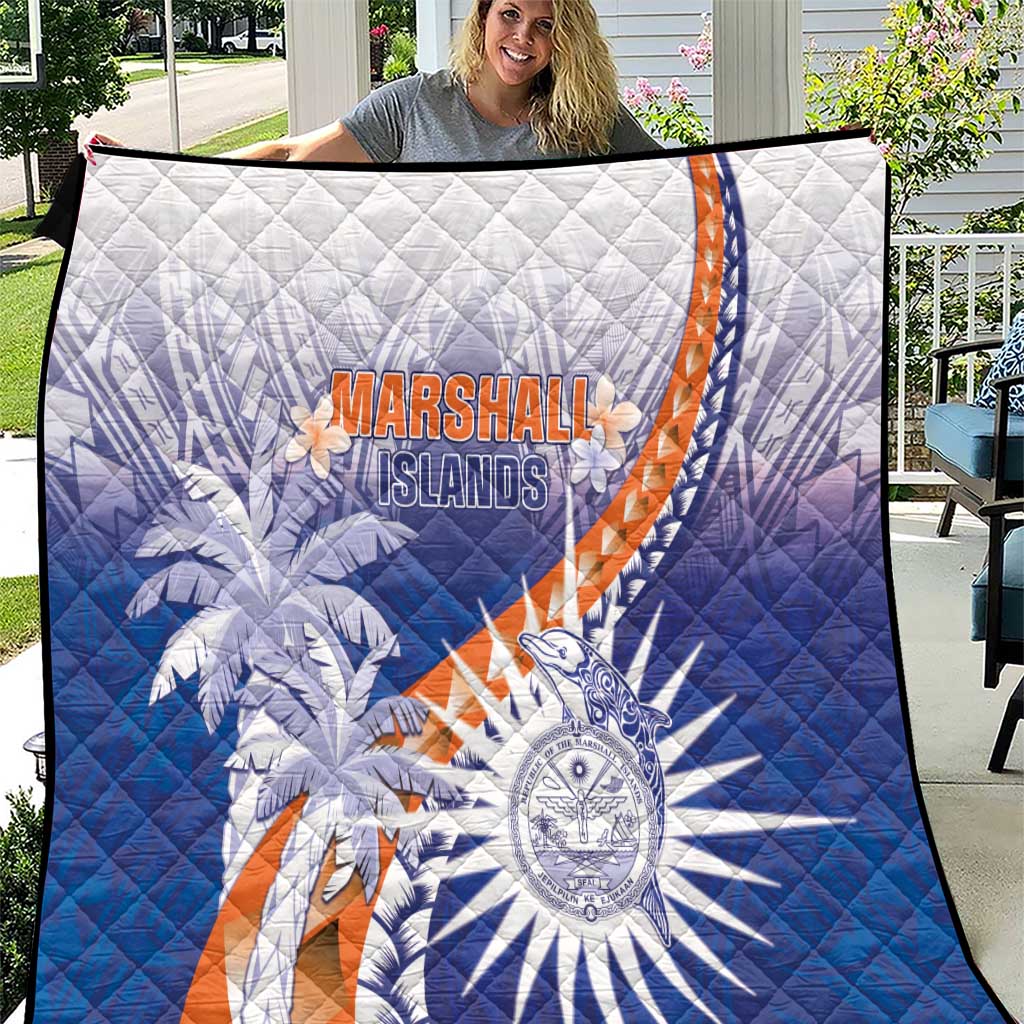 Marshall Islands Manit Day Quilt Polynesian Tribal Tattoo Tropical Style LT05 Blue - Polynesian Pride