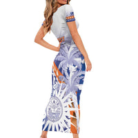 Personalised Marshall Islands Manit Day Short Sleeve Bodycon Dress Polynesian Tribal Tattoo Tropical Style LT05 - Polynesian Pride