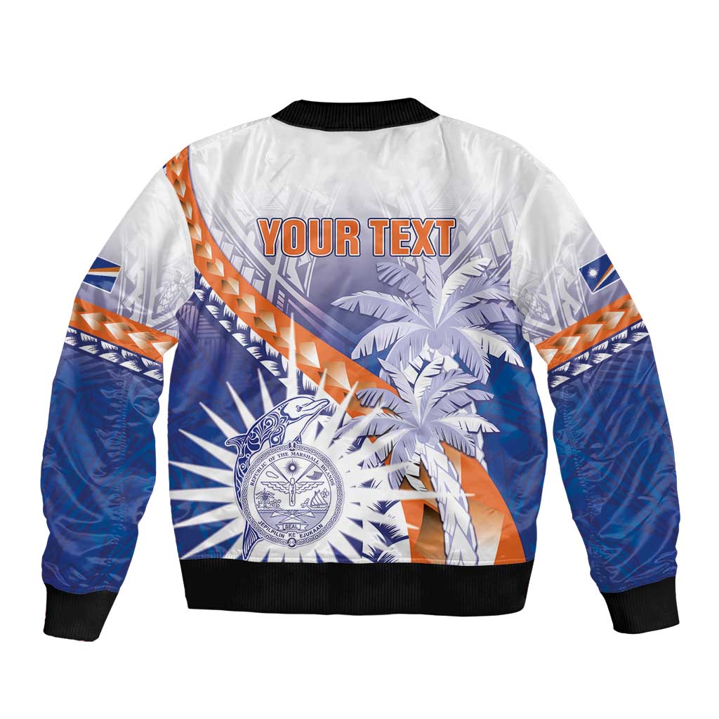 Personalised Marshall Islands Manit Day Sleeve Zip Bomber Jacket Polynesian Tribal Tattoo Tropical Style LT05 - Polynesian Pride