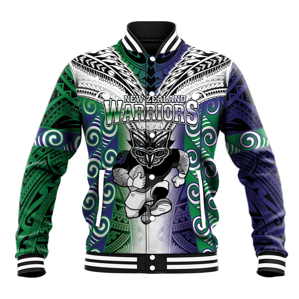 Custom New Zealand Warrior Baseball Jacket Maori Tribal Pattern LT05 Unisex Green - Polynesian Pride