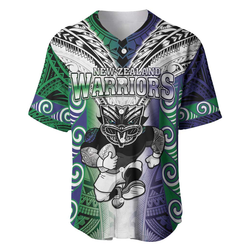 Custom New Zealand Warrior Baseball Jersey Maori Tribal Pattern LT05 Green - Polynesian Pride