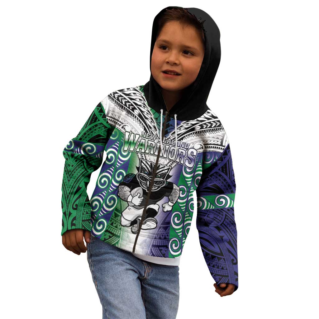 Custom New Zealand Warrior Kid Hoodie Maori Tribal Pattern LT05 - Polynesian Pride
