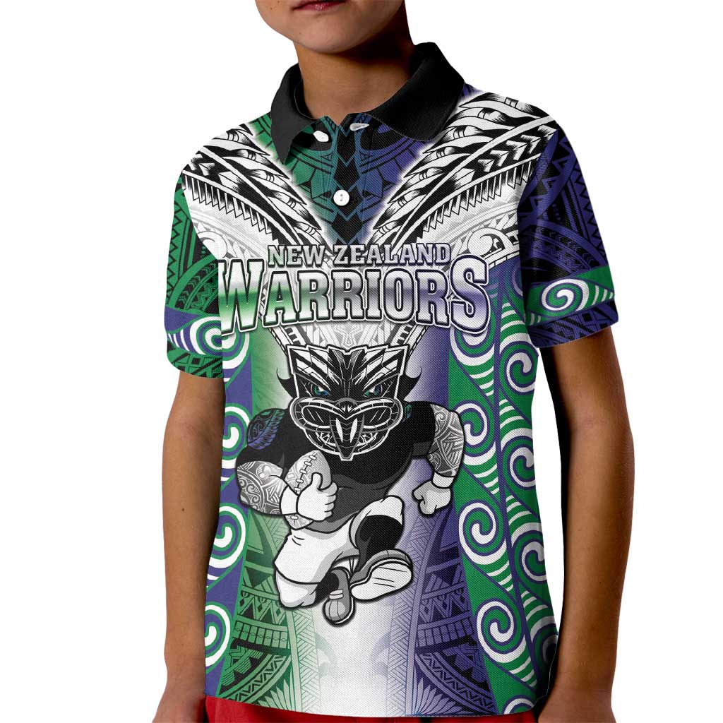 Custom New Zealand Warrior Kid Polo Shirt Maori Tribal Pattern LT05 Kid Green - Polynesian Pride
