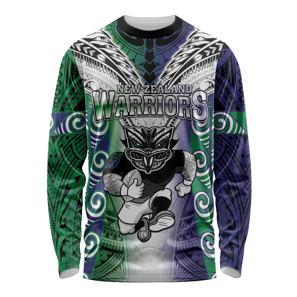 Custom New Zealand Warrior Long Sleeve Shirt Maori Tribal Pattern LT05 Unisex Green - Polynesian Pride