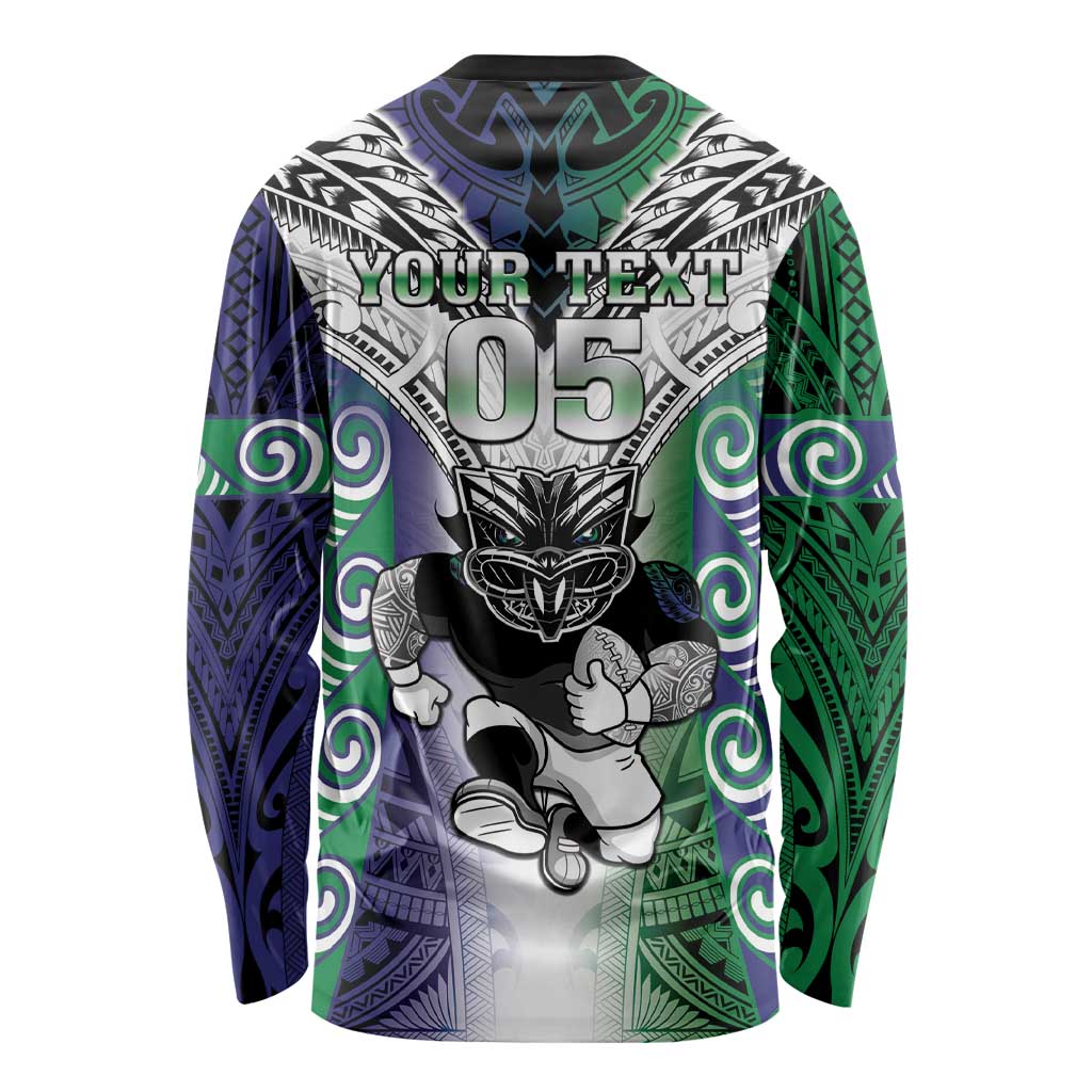 Custom New Zealand Warrior Long Sleeve Shirt Maori Tribal Pattern LT05 - Polynesian Pride