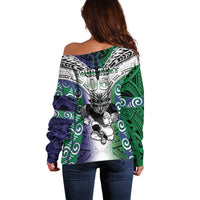 Custom New Zealand Warrior Off Shoulder Sweater Maori Tribal Pattern LT05 - Polynesian Pride