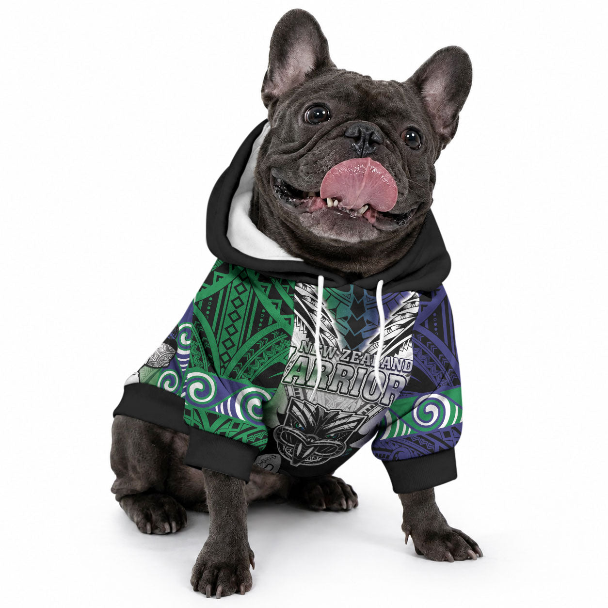 Custom New Zealand Warrior Pet Hoodie Maori Tribal Pattern LT05 - Polynesian Pride