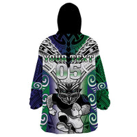 Custom New Zealand Warrior Wearable Blanket Hoodie - Maori Tribal Pattern LT05 - Polynesian Pride