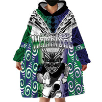 Custom New Zealand Warrior Wearable Blanket Hoodie - Maori Tribal Pattern LT05 - Polynesian Pride