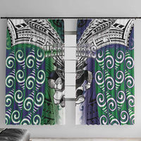 New Zealand Warrior Window Curtain Maori Tribal Pattern LT05 With Hooks Green - Polynesian Pride