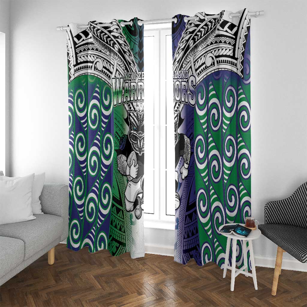 New Zealand Warrior Window Curtain Maori Tribal Pattern LT05 With Grommets Green - Polynesian Pride