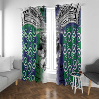 New Zealand Warrior Window Curtain Maori Tribal Pattern LT05 With Grommets Green - Polynesian Pride