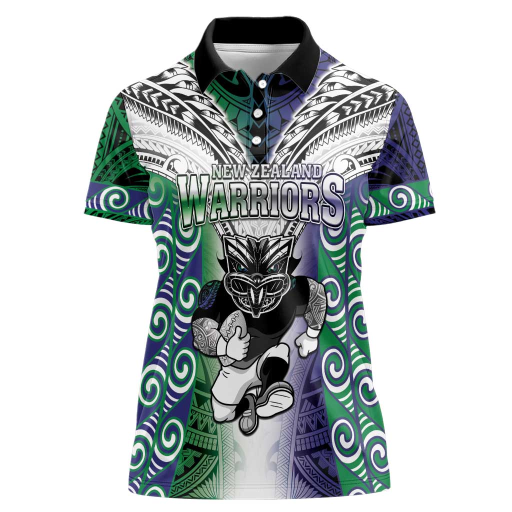 Custom New Zealand Warrior Women Polo Shirt Maori Tribal Pattern