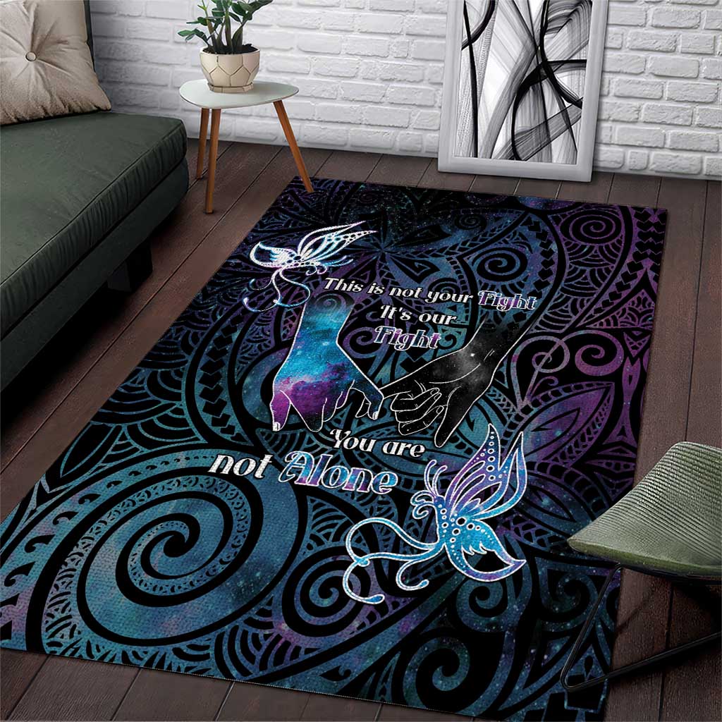Suicide Awareness Area Rug You Are Not Alone LT05 Black - Polynesian Pride
