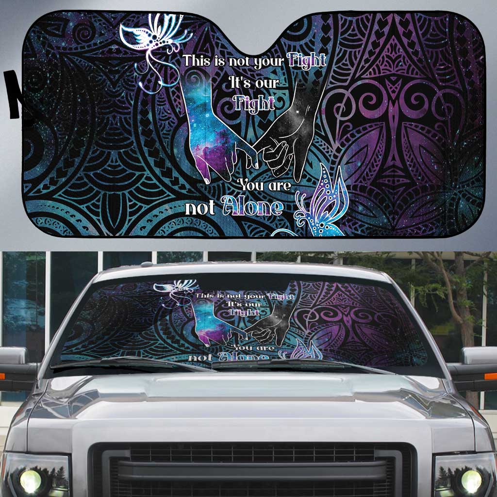 Suicide Awareness Auto Sun Shade You Are Not Alone LT05 Black - Polynesian Pride