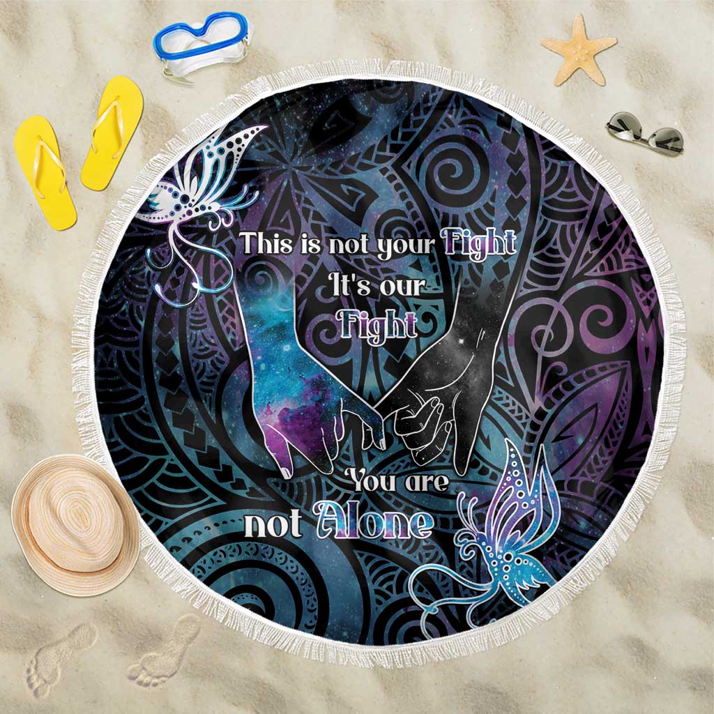 Suicide Awareness Beach Blanket You Are Not Alone LT05 One Size 150cm Black - Polynesian Pride
