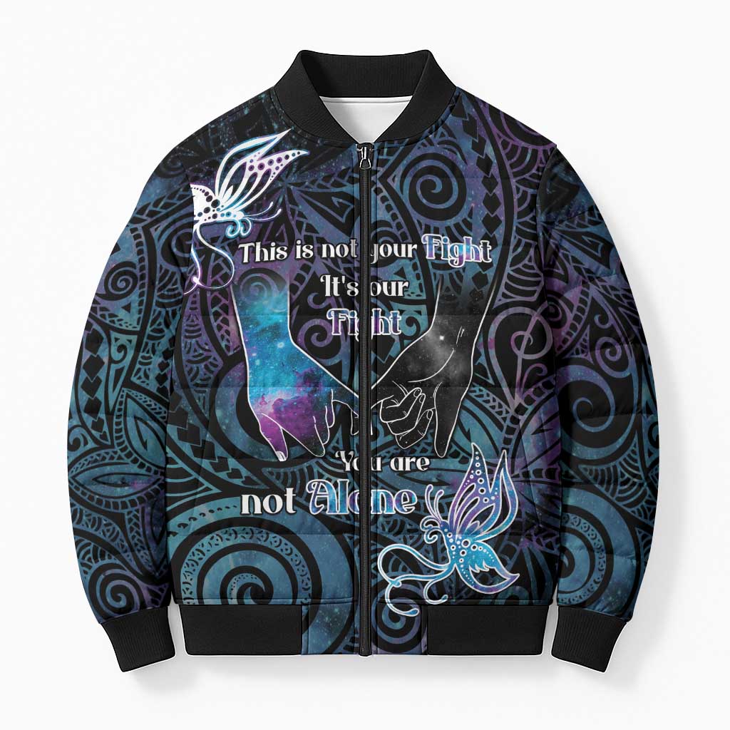 Suicide Awareness Bomber Puffer Jacket You Are Not Alone LT05 Unisex Black - Polynesian Pride