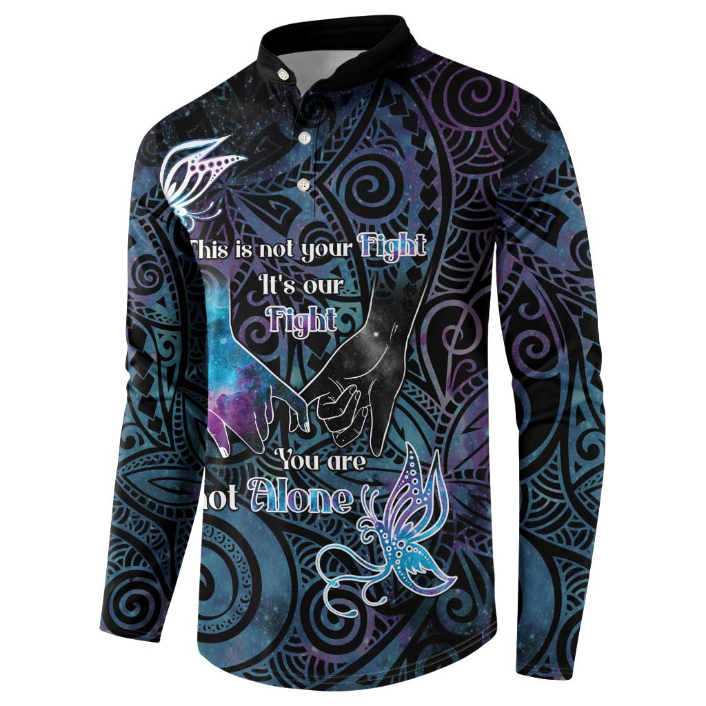 Suicide Awareness Button Sweatshirt You Are Not Alone LT05 - Polynesian Pride