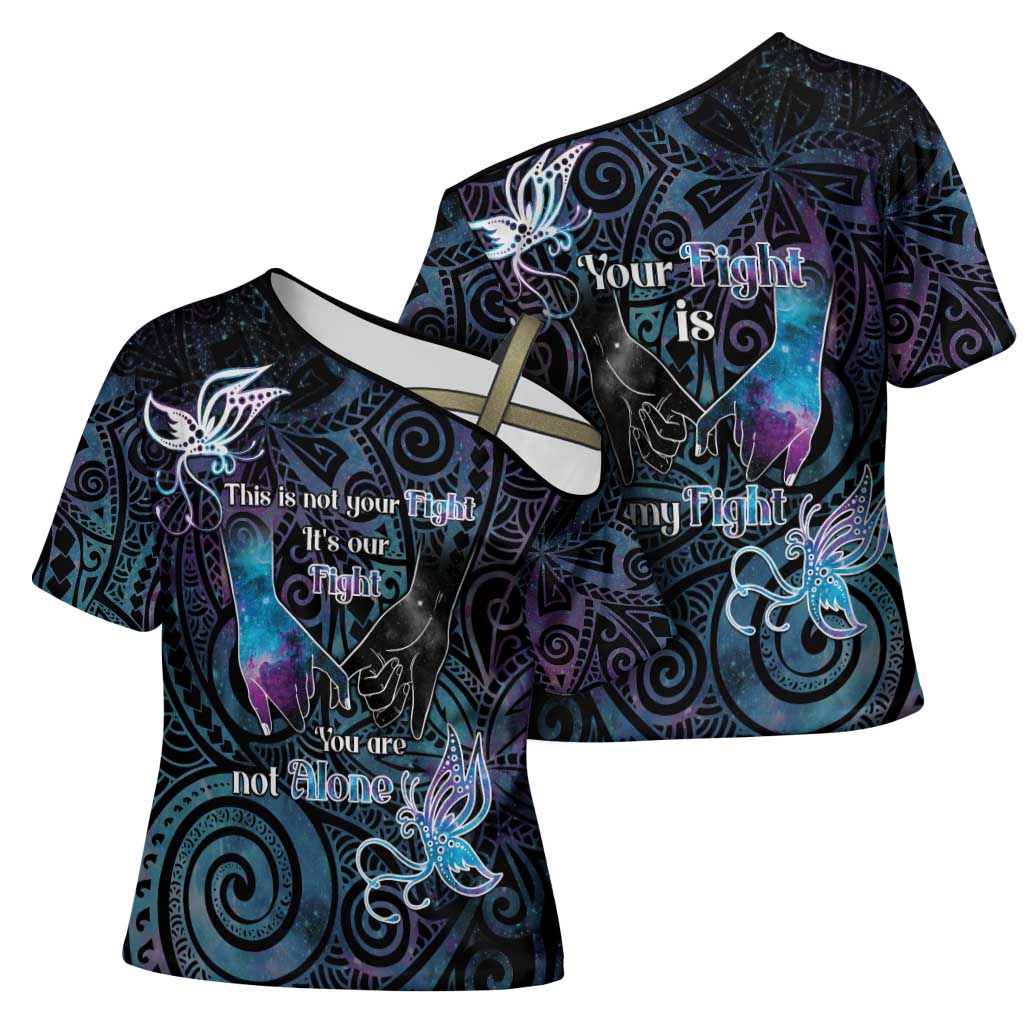 Suicide Awareness Cross Shoulder Shirt You Are Not Alone LT05 - Polynesian Pride
