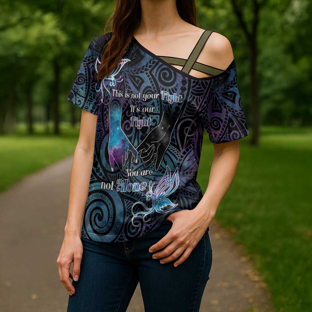 Suicide Awareness Cross Shoulder Shirt You Are Not Alone LT05 - Polynesian Pride