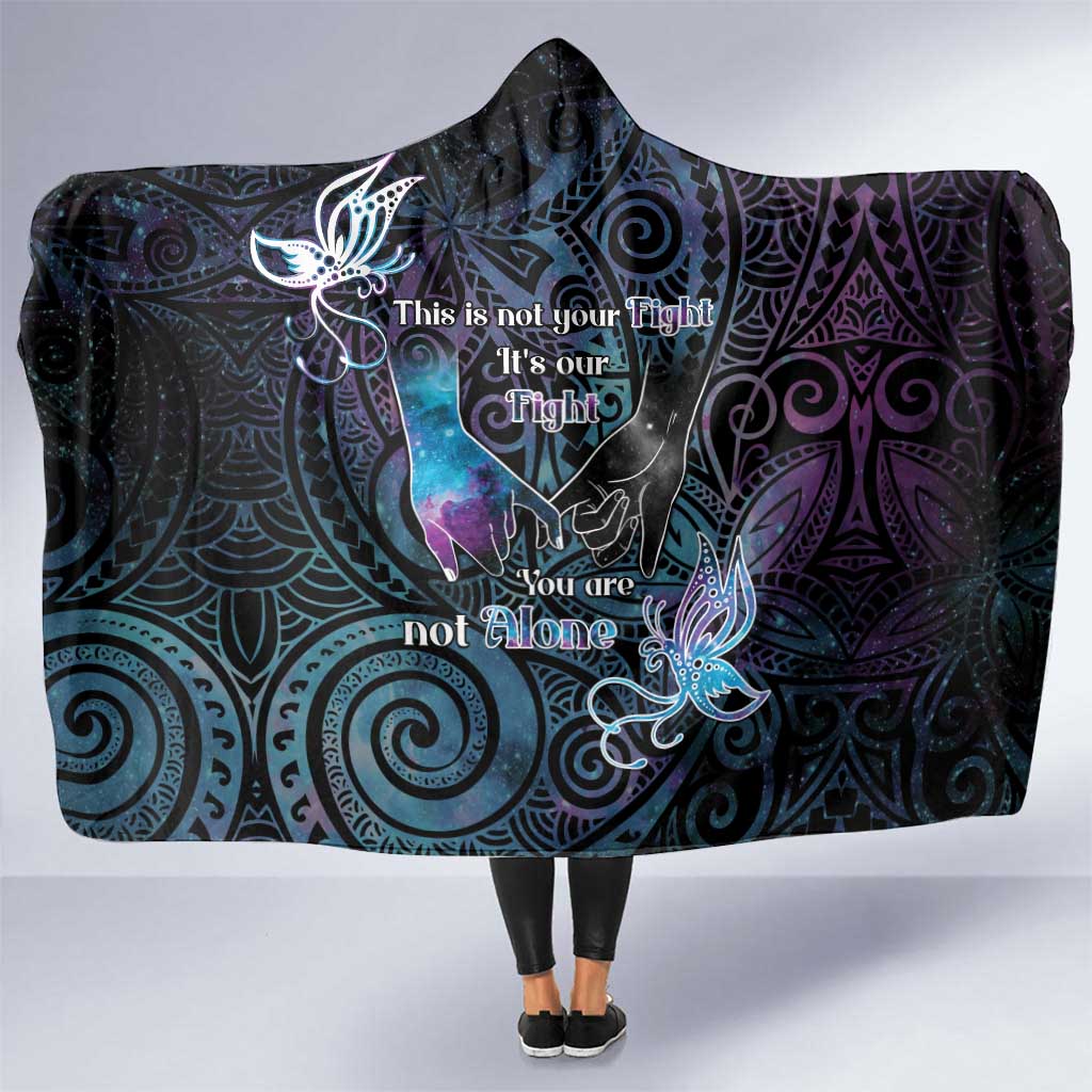 Suicide Awareness Hooded Blanket You Are Not Alone LT05 One Size Black - Polynesian Pride