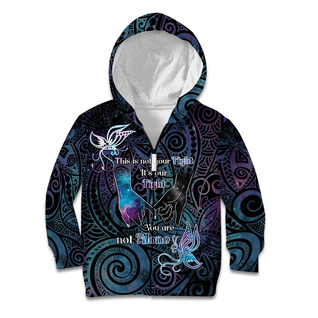 Suicide Awareness Kid Hoodie You Are Not Alone LT05 Zip Hoodie Black - Polynesian Pride