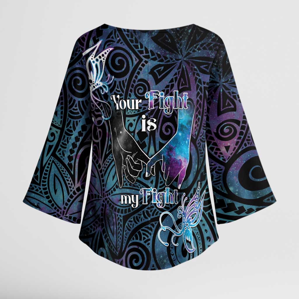 Suicide Awareness Kimono Sleeve Blouse You Are Not Alone LT05 - Polynesian Pride