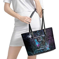 Suicide Awareness Leather Tote Bag You Are Not Alone LT05 - Polynesian Pride