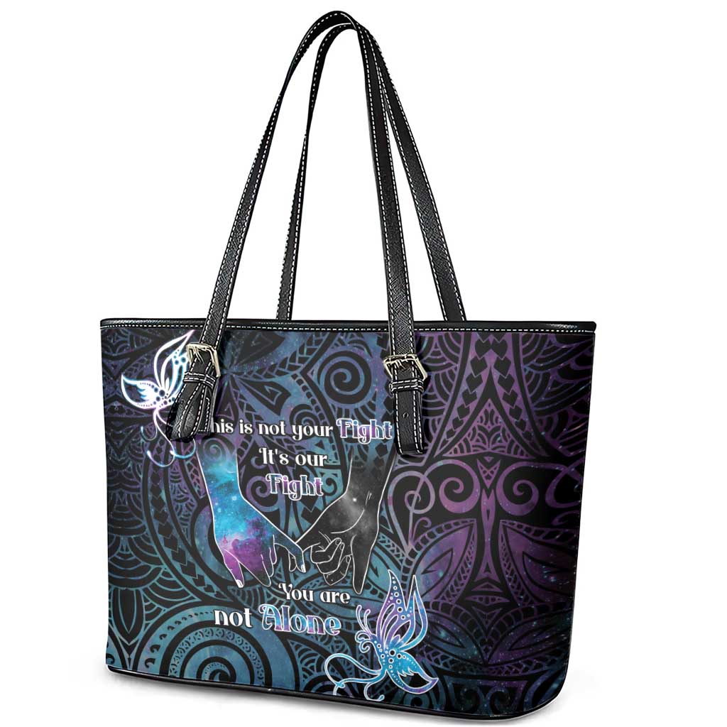 Suicide Awareness Leather Tote Bag You Are Not Alone LT05 - Polynesian Pride