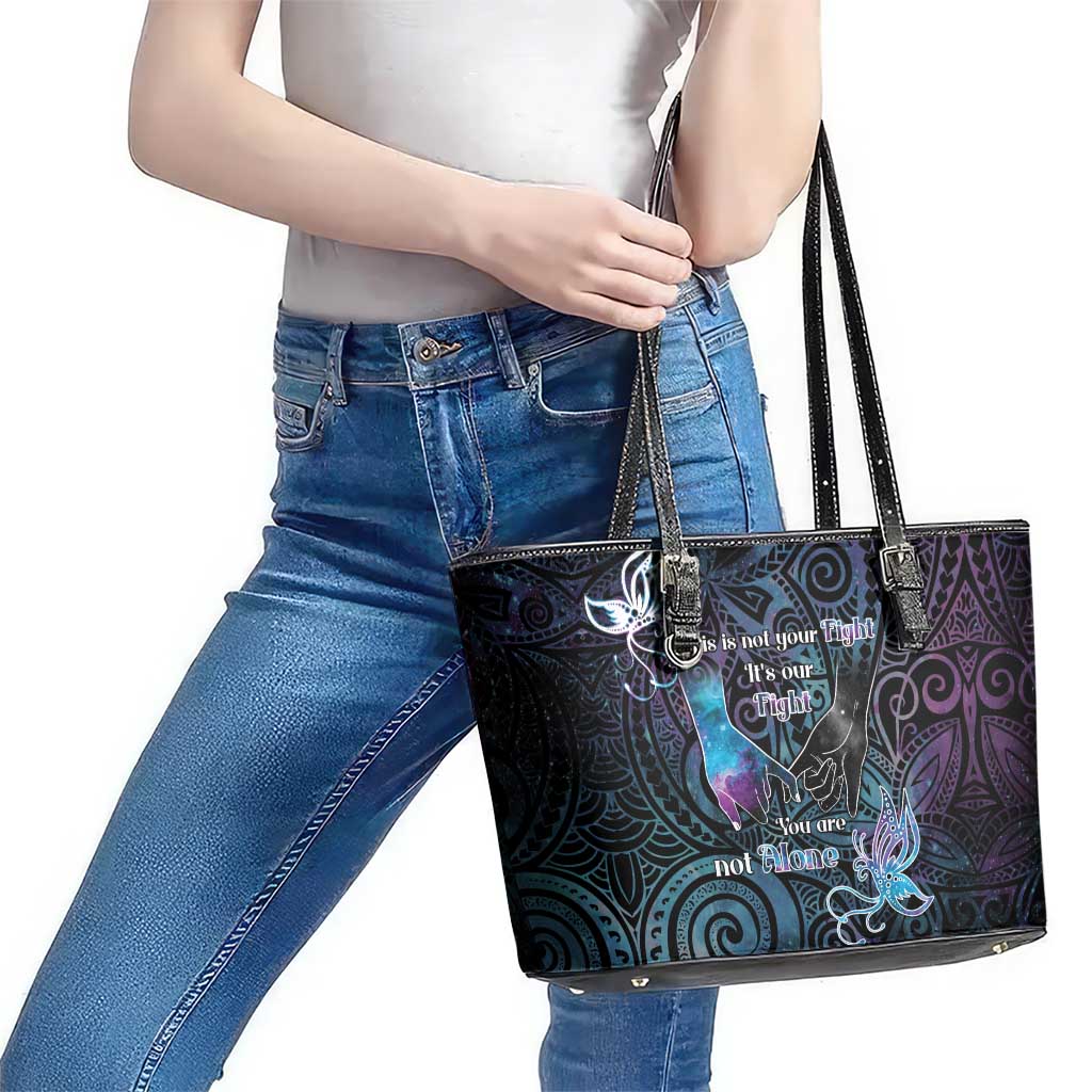 Suicide Awareness Leather Tote Bag You Are Not Alone LT05 - Polynesian Pride