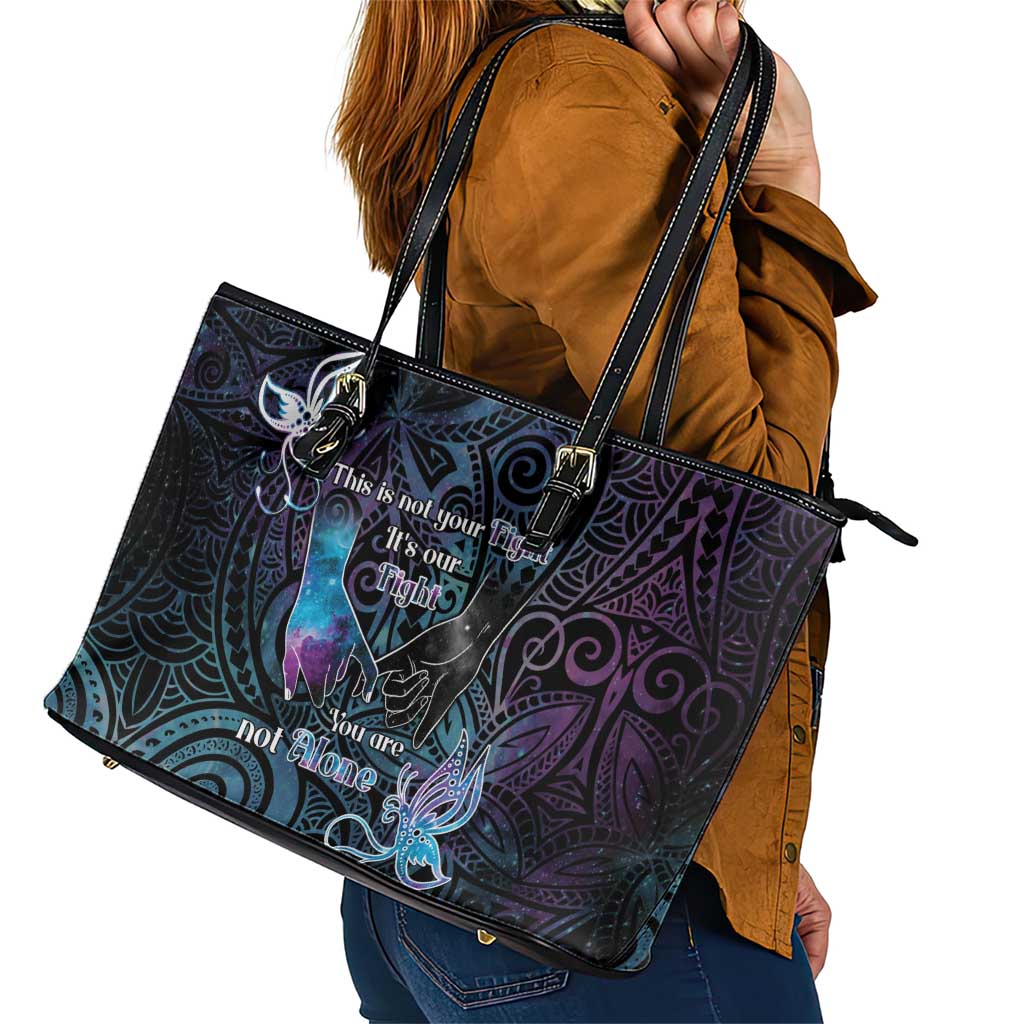Suicide Awareness Leather Tote Bag You Are Not Alone LT05 - Polynesian Pride