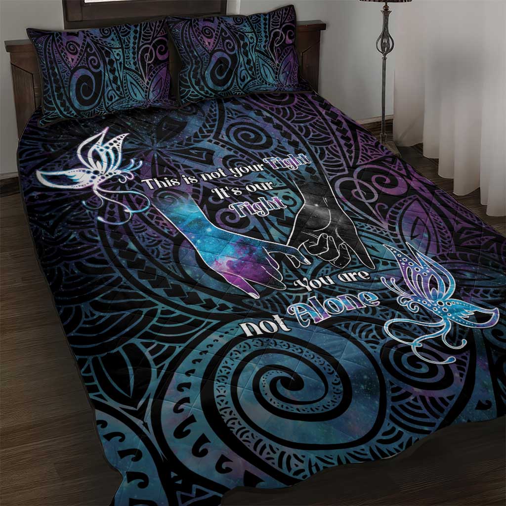 Suicide Awareness Quilt Bed Set You Are Not Alone LT05 Black - Polynesian Pride