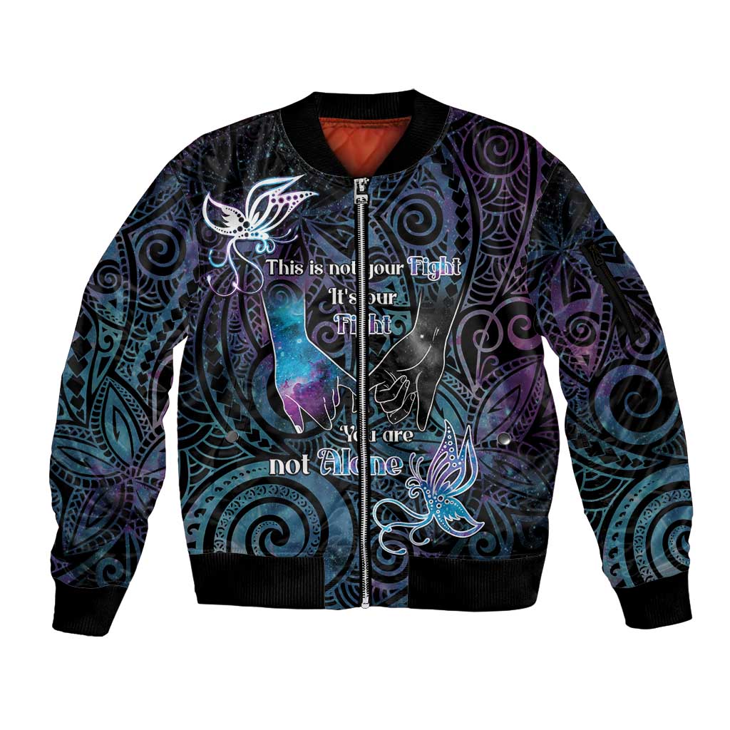 Suicide Awareness Sleeve Zip Bomber Jacket You Are Not Alone LT05 Unisex Black - Polynesian Pride