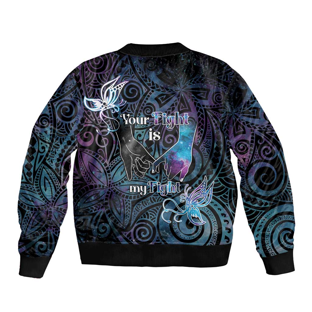 Suicide Awareness Sleeve Zip Bomber Jacket You Are Not Alone LT05 - Polynesian Pride