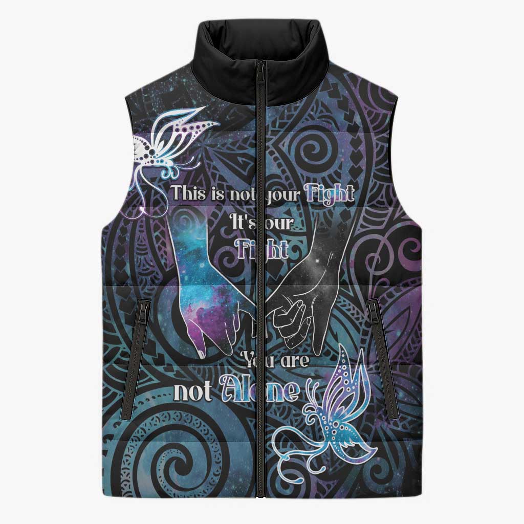 Suicide Awareness Sleeveless Puffer Jacket You Are Not Alone LT05 Unisex Black - Polynesian Pride