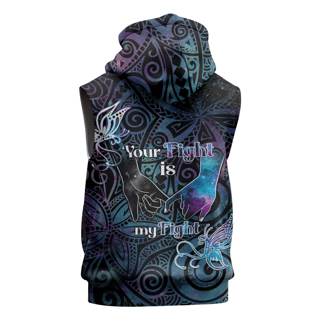 Suicide Awareness Sleeveless Zip Hoodie You Are Not Alone LT05 - Polynesian Pride