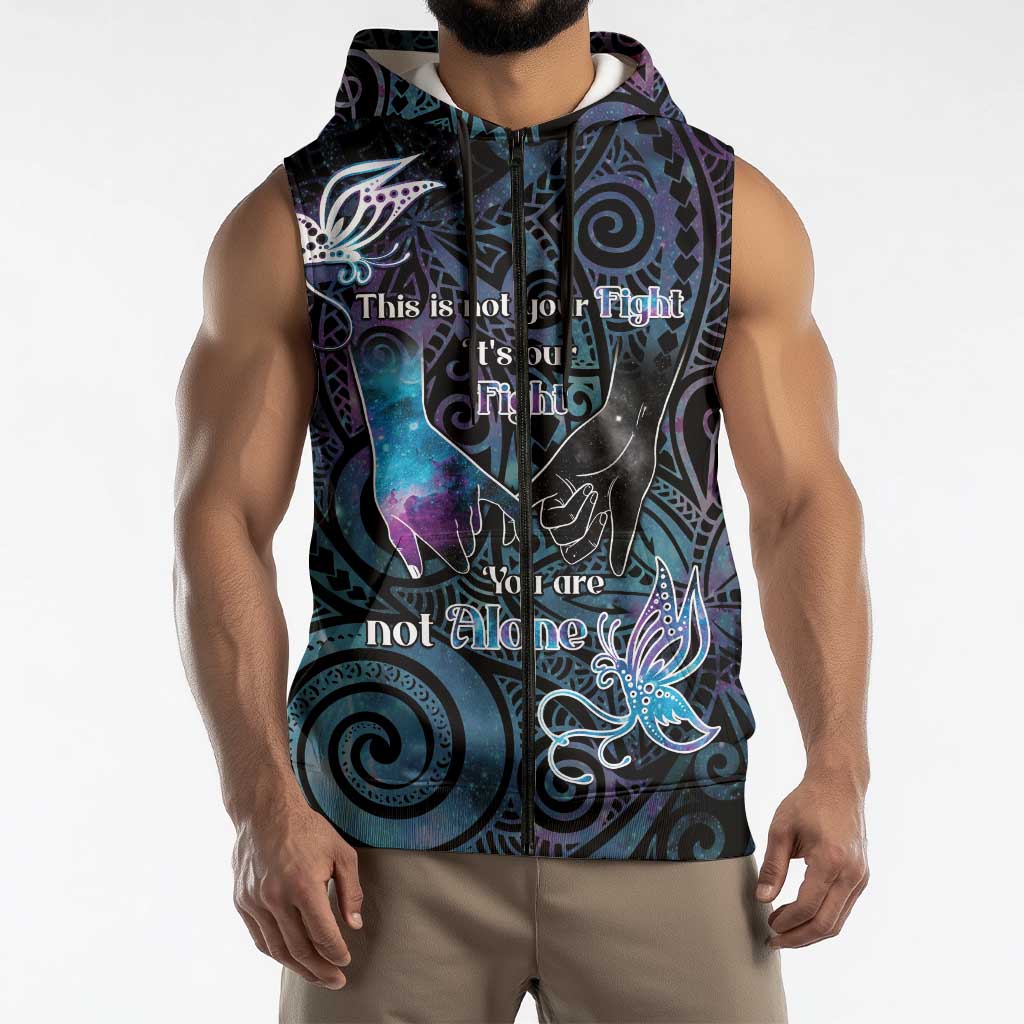 Suicide Awareness Sleeveless Zip Hoodie You Are Not Alone LT05 - Polynesian Pride