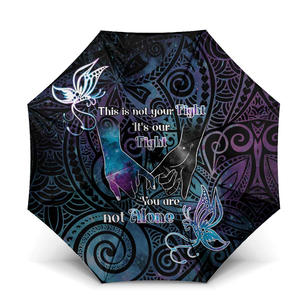 Suicide Awareness Umbrella You Are Not Alone LT05 One Size Folded 11.42 inch Opened Diameter 37.4 inch Black - Polynesian Pride