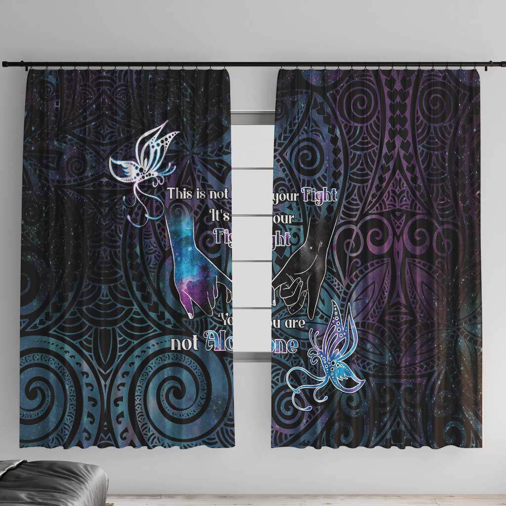 Suicide Awareness Window Curtain You Are Not Alone LT05 With Hooks Black - Polynesian Pride