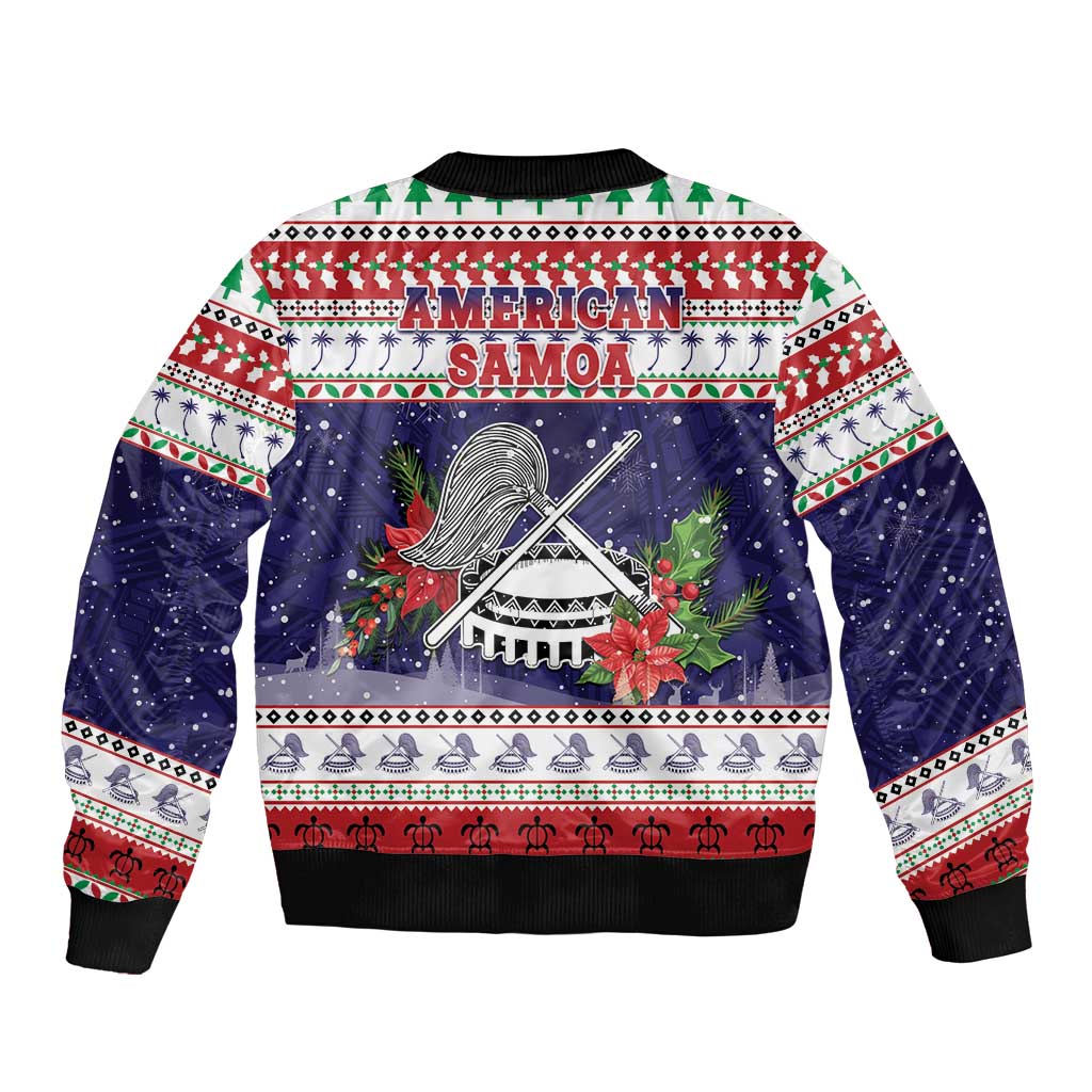 American Samoa Christmas Bomber Jacket Poinsettia La Maunia Le Kilisimasi LT05 - Polynesian Pride