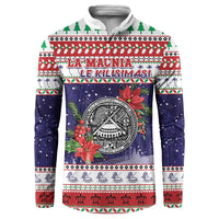 American Samoa Christmas Button Sweatshirt Poinsettia La Maunia Le Kilisimasi LT05 White - Polynesian Pride