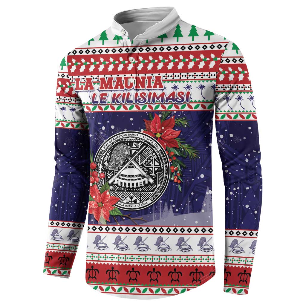 American Samoa Christmas Button Sweatshirt Poinsettia La Maunia Le Kilisimasi LT05 - Polynesian Pride