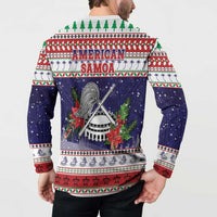 American Samoa Christmas Button Sweatshirt Poinsettia La Maunia Le Kilisimasi LT05 - Polynesian Pride