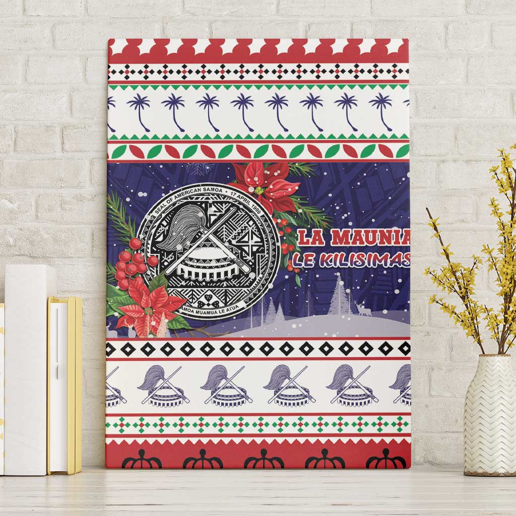 American Samoa Christmas Canvas Wall Art Poinsettia La Maunia Le Kilisimasi LT05 Without Frame White - Polynesian Pride