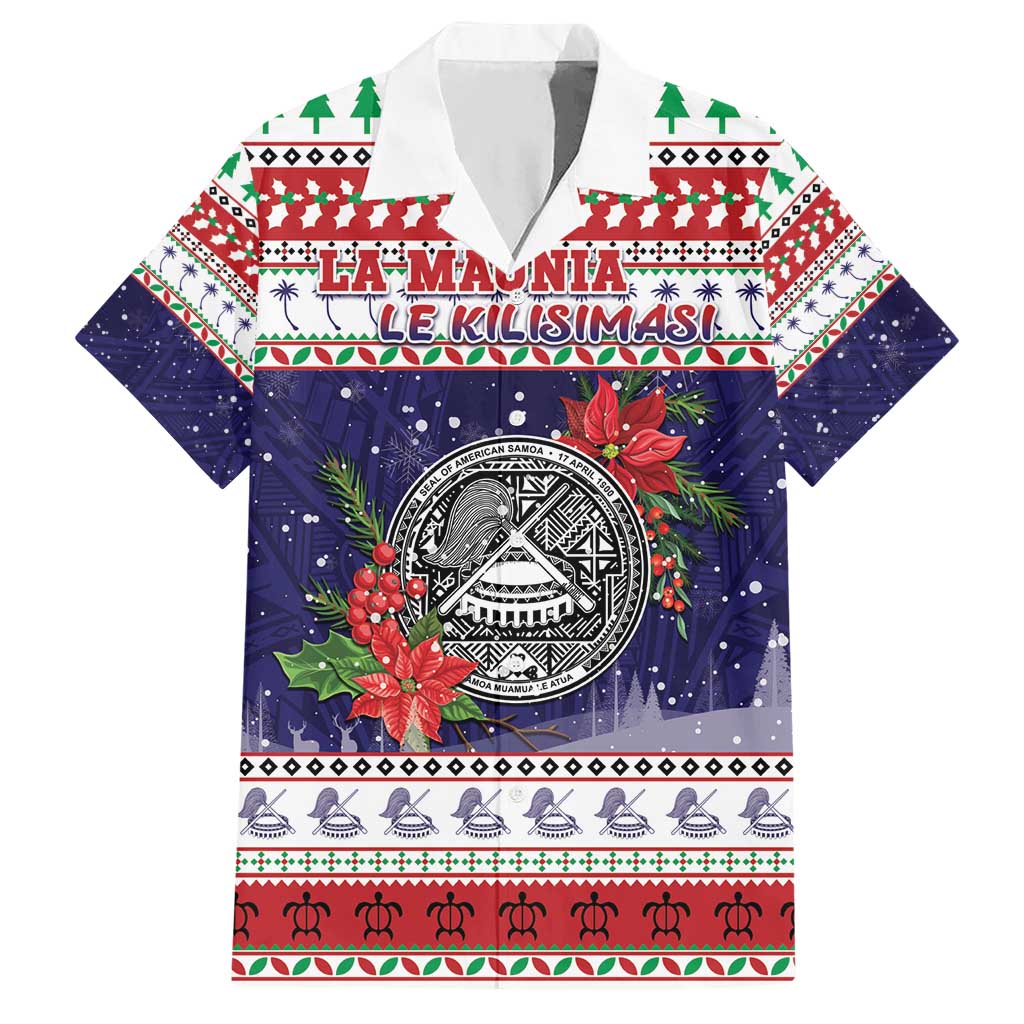 American Samoa Christmas Hawaiian Shirt Poinsettia La Maunia Le Kilisimasi LT05 White - Polynesian Pride
