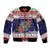 American Samoa Christmas Sleeve Zip Bomber Jacket Poinsettia La Maunia Le Kilisimasi