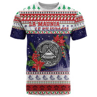 American Samoa Christmas T Shirt Poinsettia La Maunia Le Kilisimasi LT05 White - Polynesian Pride