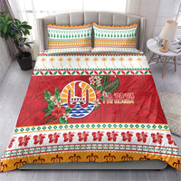 French Polynesia Christmas Bedding Set Coat Of Arms Merry Xmas LT05 - Polynesian Pride