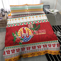 French Polynesia Christmas Bedding Set Coat Of Arms Merry Xmas LT05 - Polynesian Pride
